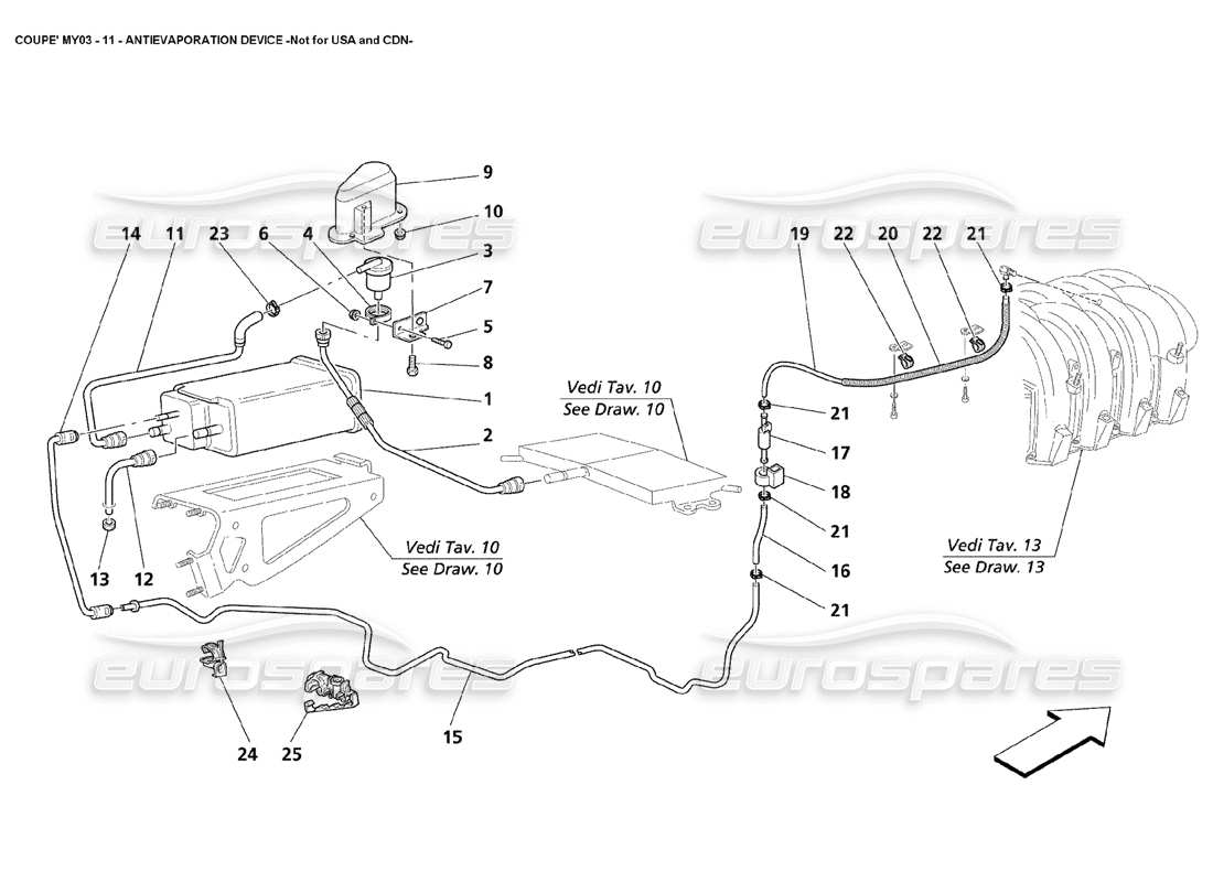 maserati 4200 coupe (2003) antievaporation device - not for usa or cdn part diagram