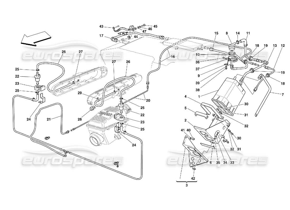 ferrari 456 m gt/m gta antievaporation device -valid for usa m.y. 2000 and cdn m.y. 2000 parts diagram