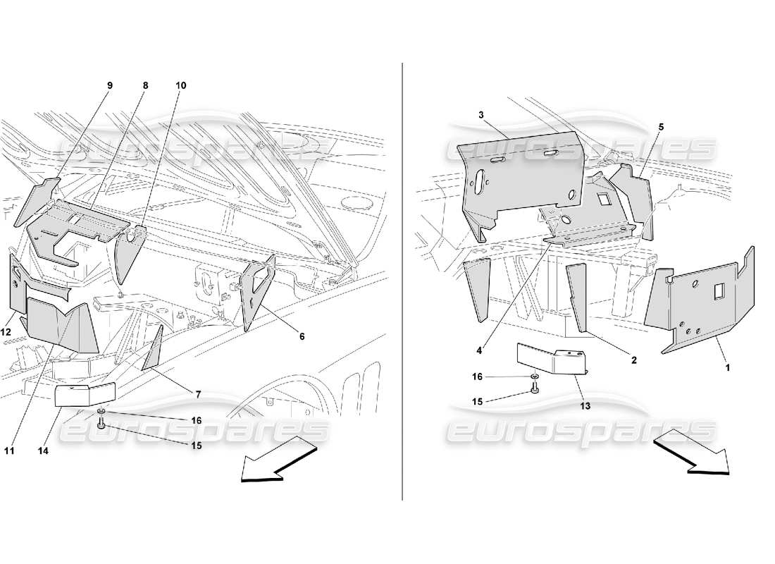 ferrari 550 maranello engine compartment fire-proof insulations -valid for gd parts diagram