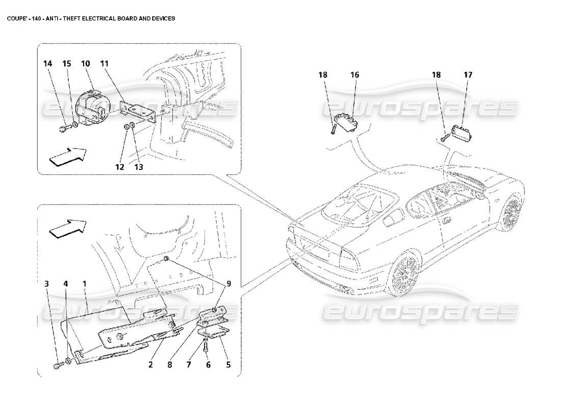 maserati 4200 coupe (2002) anti theft electrical boards and devices parts diagram
