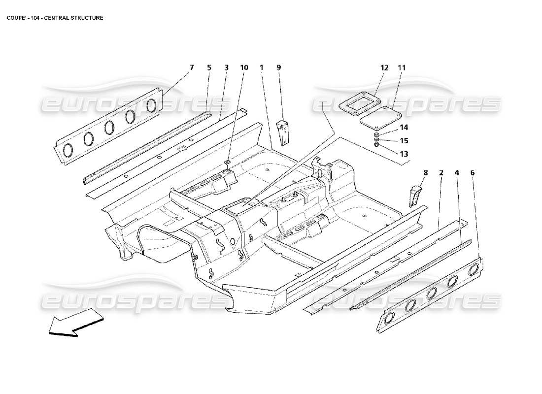 maserati 4200 coupe (2002) central structure part diagram