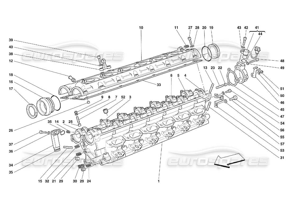 ferrari 456 m gt/m gta rh cylinder head part diagram