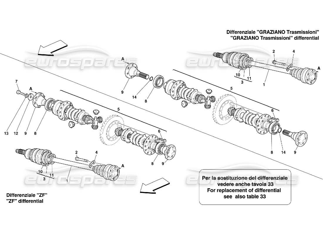 ferrari 456 m gt/m gta differential and axle shaft -not for 456m gta part diagram