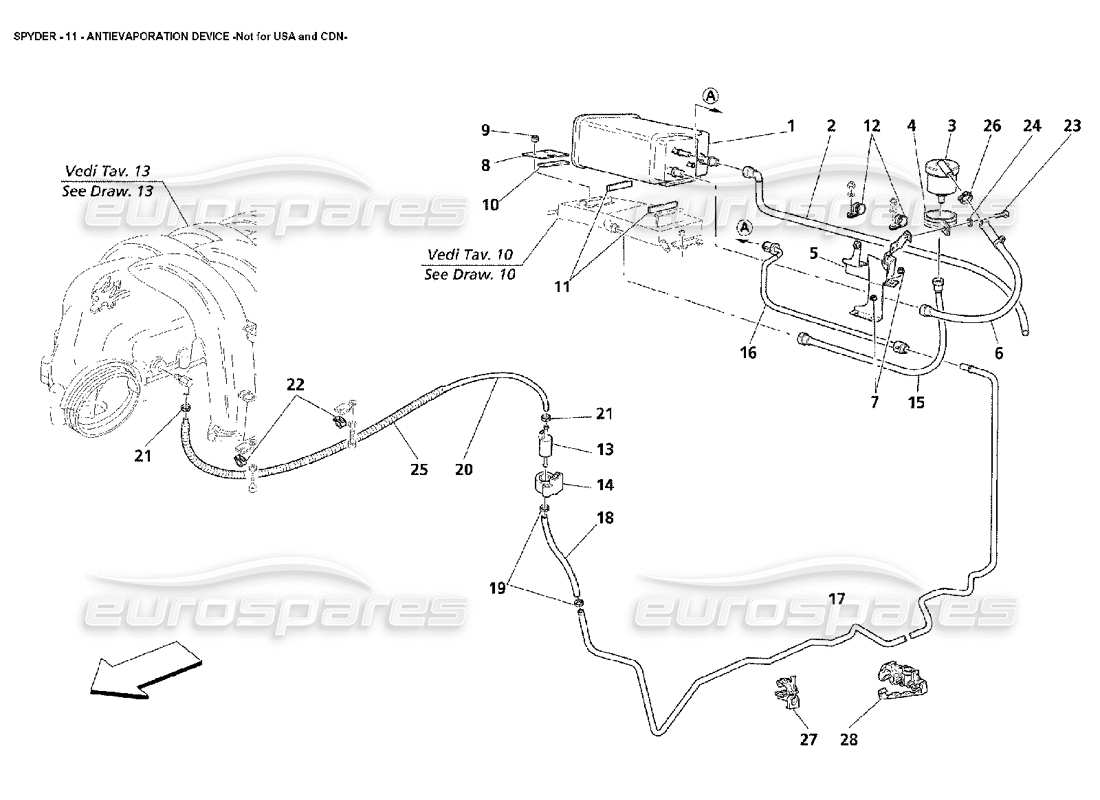 maserati 4200 spyder (2002) antievaporation device -not for usa and cdn parts diagram