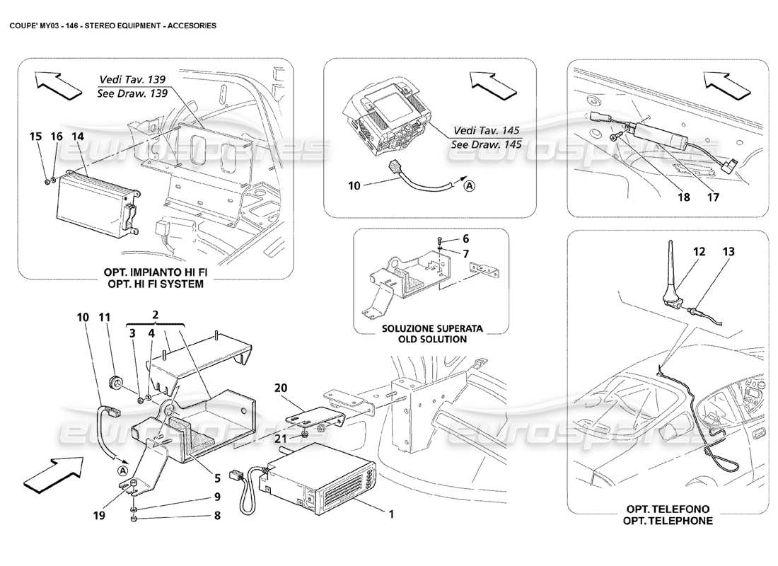 maserati 4200 coupe (2003) stereo equipment - accessories part diagram