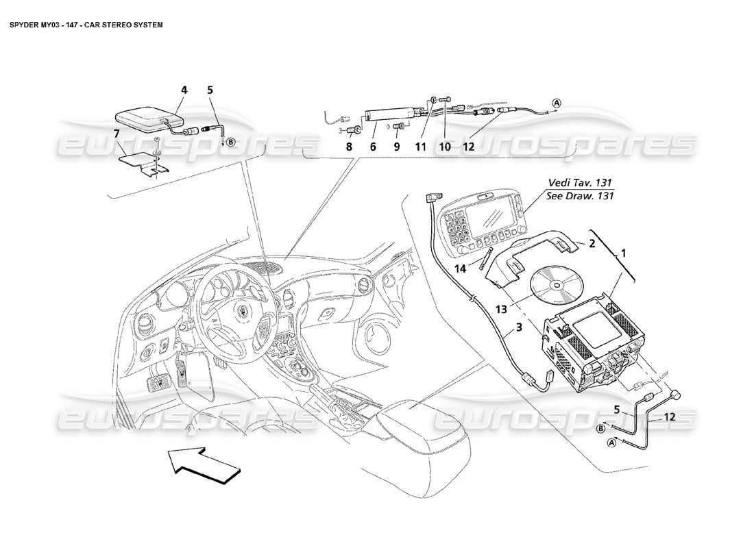 maserati 4200 spyder (2003) car stereo system parts diagram