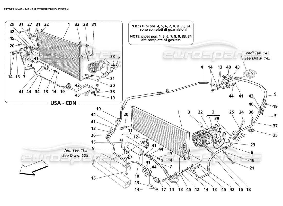 maserati 4200 spyder (2003) air conditioning system parts diagram