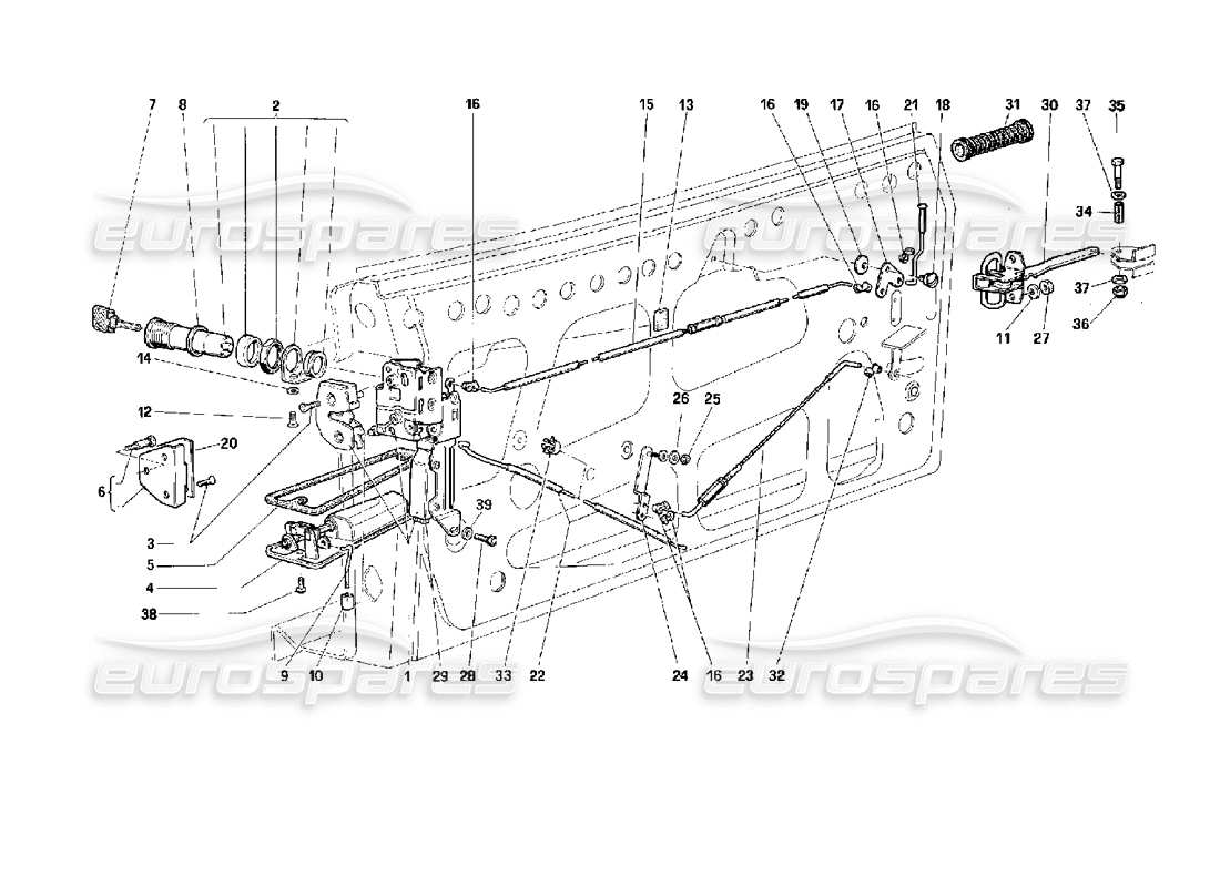 ferrari 512 m door - locking device part diagram