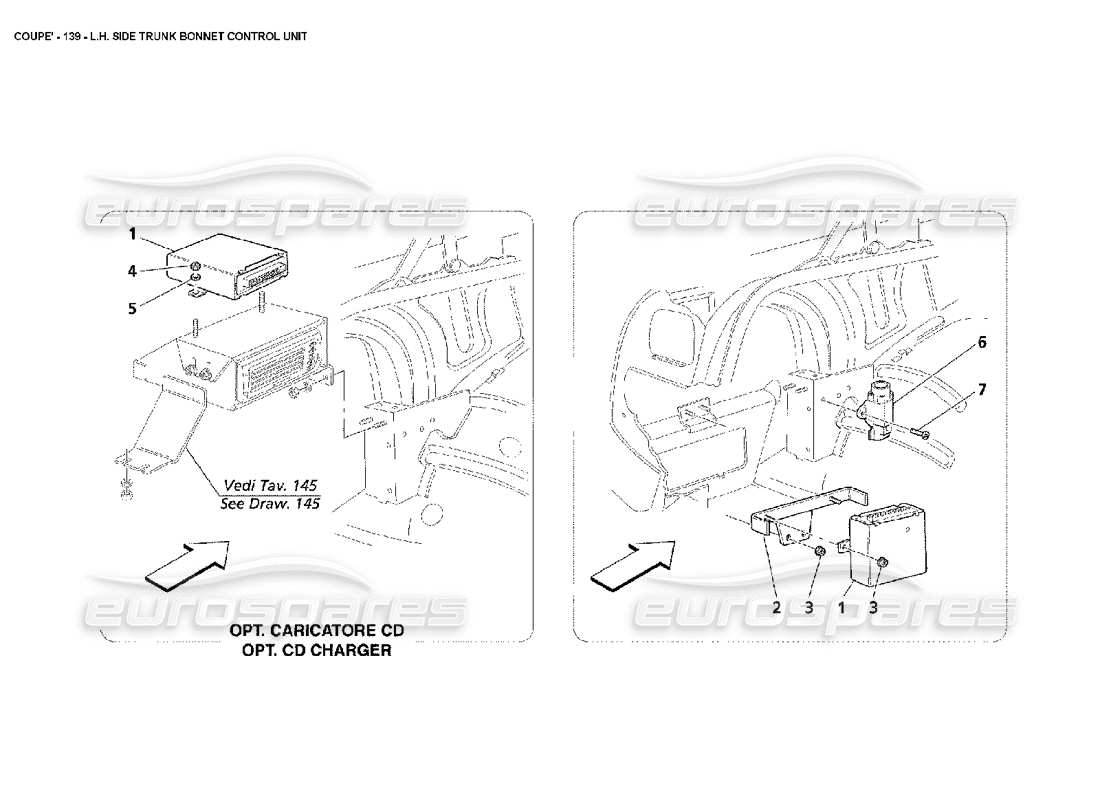 maserati 4200 coupe (2002) lh side trunk bonnet control unit part diagram