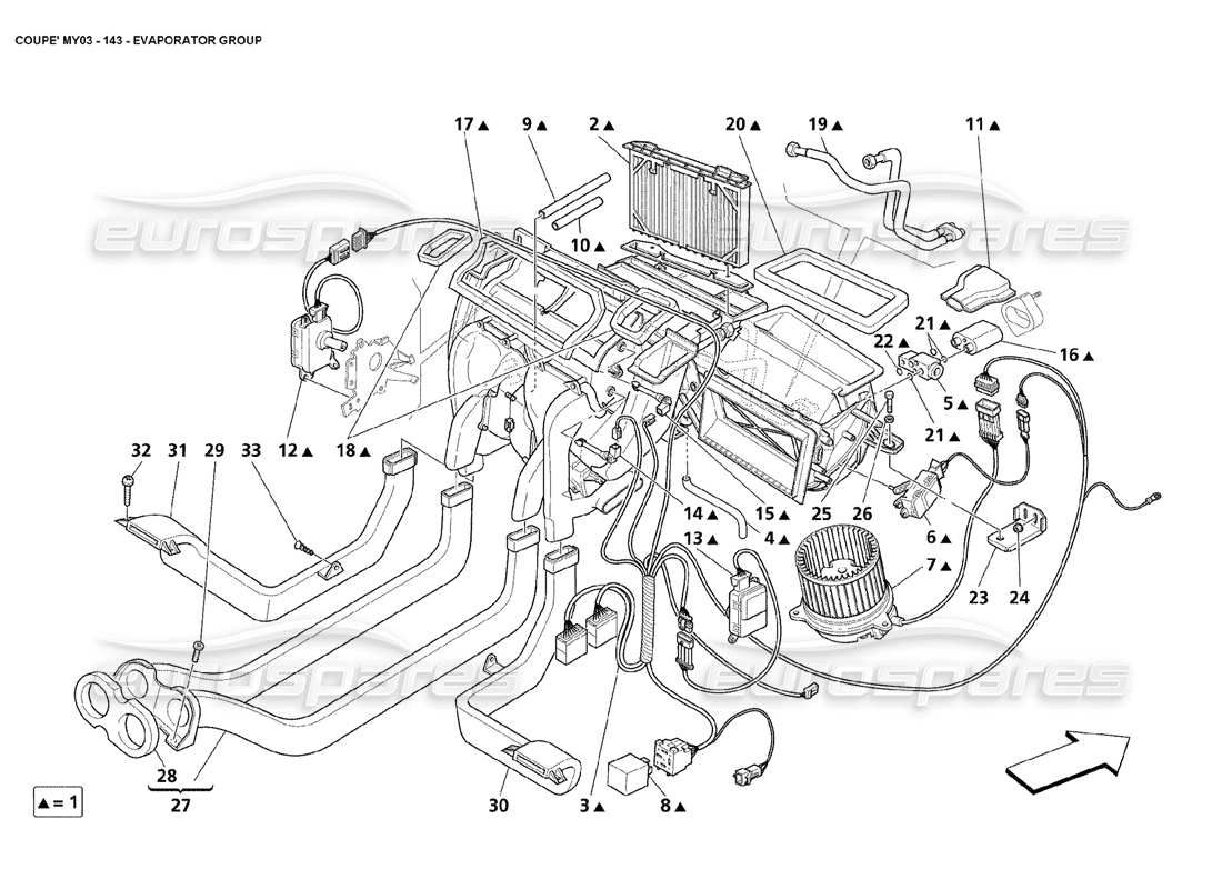 maserati 4200 coupe (2003) evaporator group part diagram