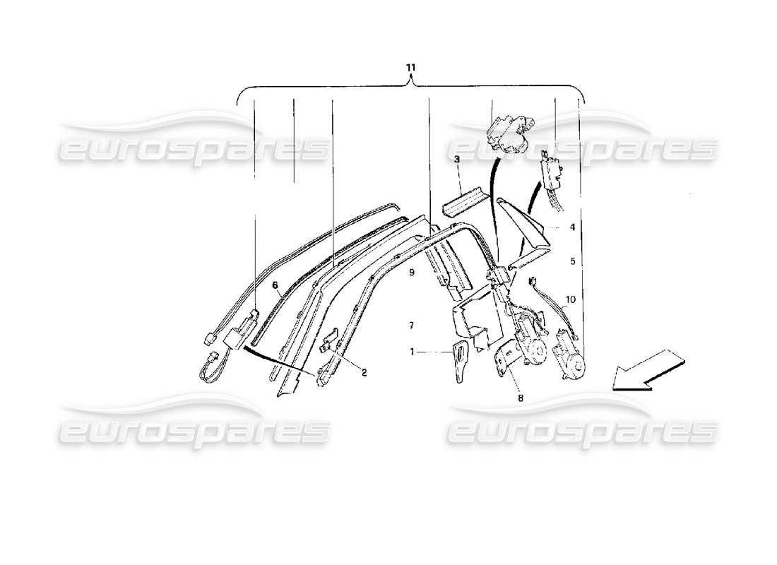 ferrari 512 m passive safety belts system -valid for usa- part diagram