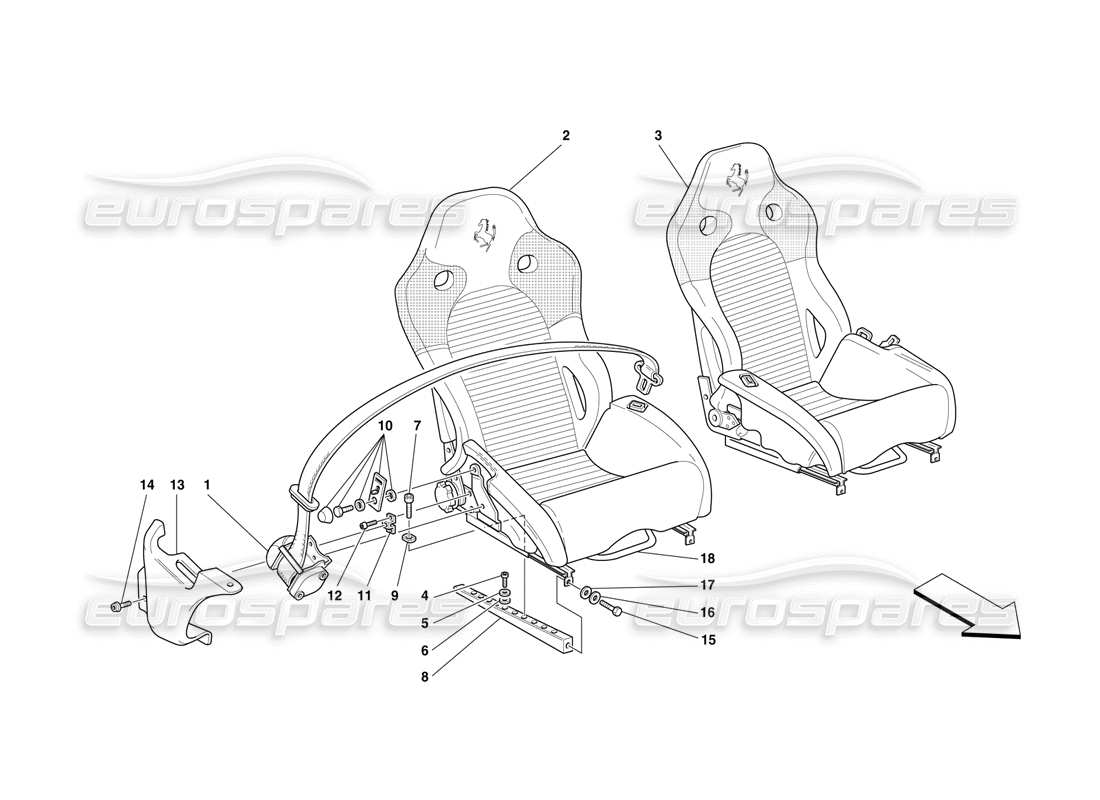 ferrari f50 seats and safety belts -valid for usa- parts diagram