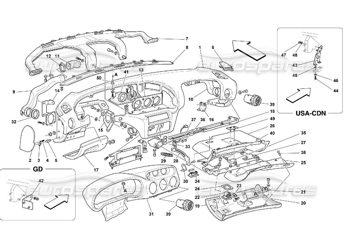 ferrari 550 maranello instruments panel parts diagram