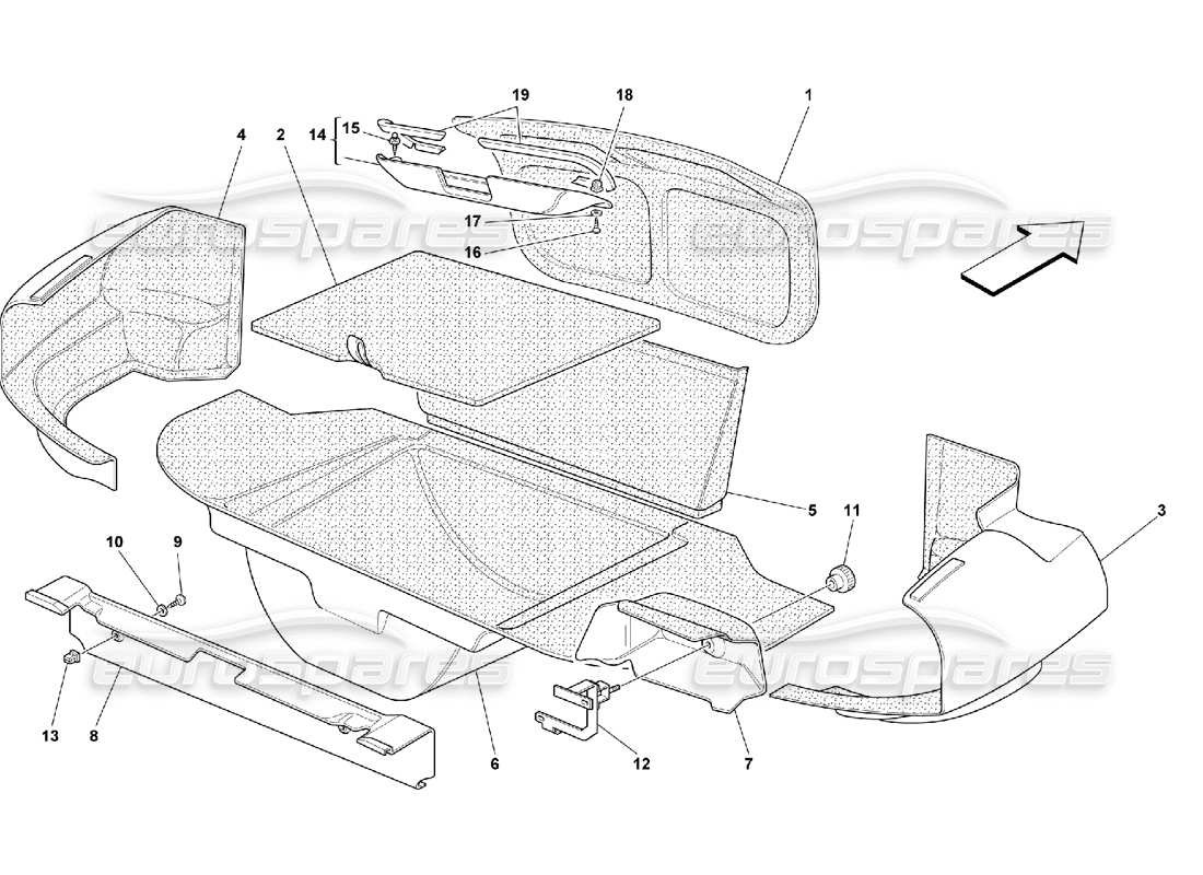 ferrari 550 maranello boot upholstery parts diagram