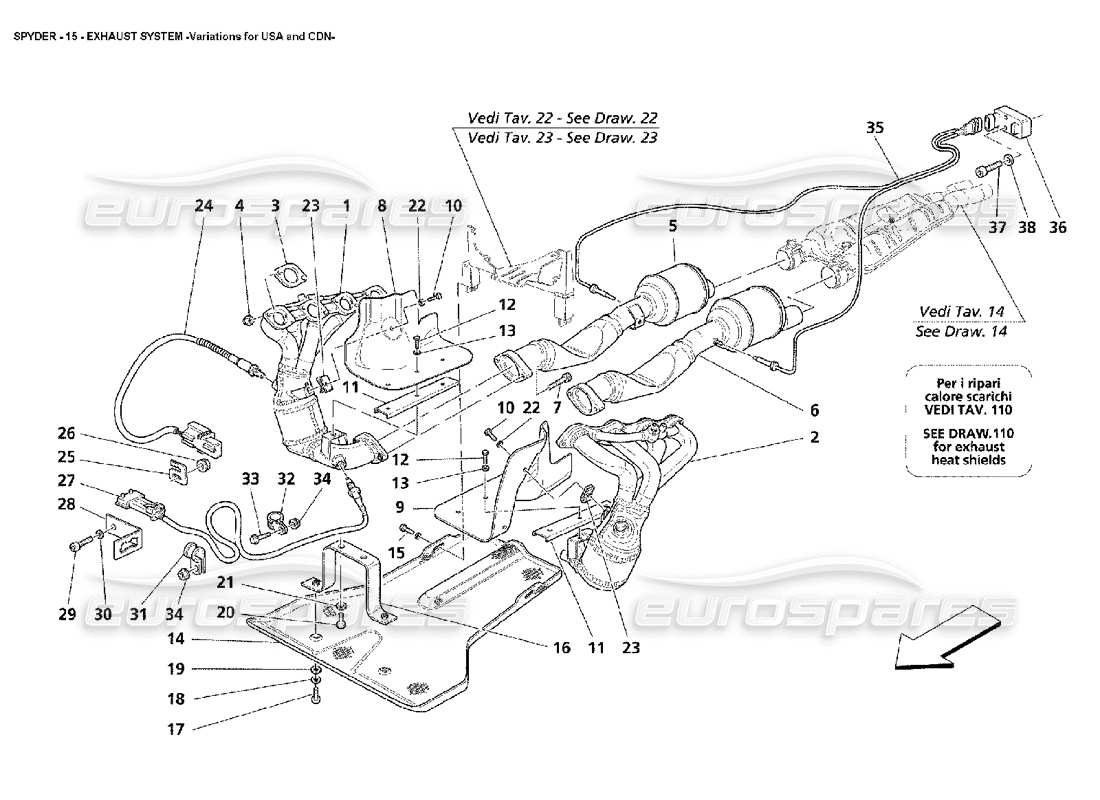 a part diagram from the maserati 4200 spyder (2002) parts catalogue