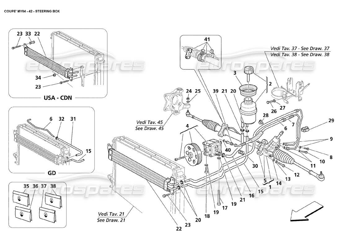 a part diagram from the maserati 4200 coupe (2004) parts catalogue
