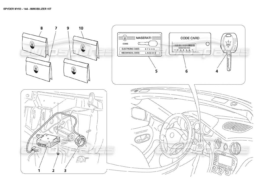 a part diagram from the maserati 4200 spyder (2003) parts catalogue