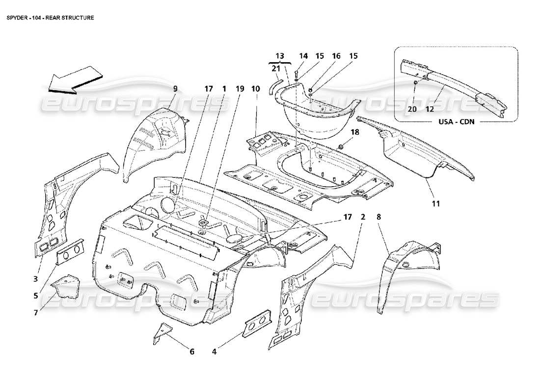 a part diagram from the maserati 4200 spyder (2002) parts catalogue