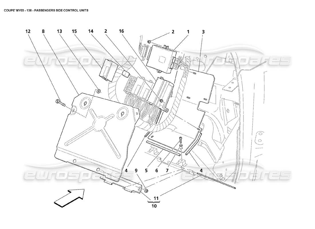 maserati 4200 coupe (2003) passengers side control units parts diagram