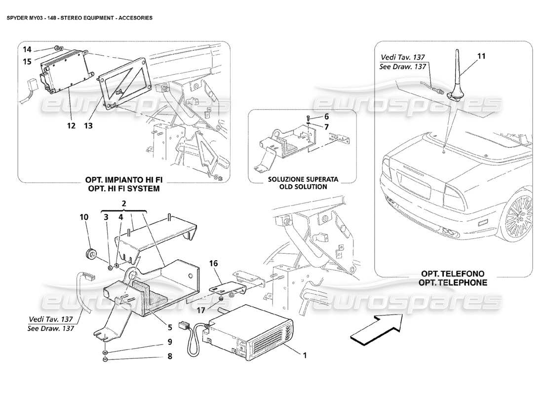 maserati 4200 spyder (2003) car stereo accessories parts diagram