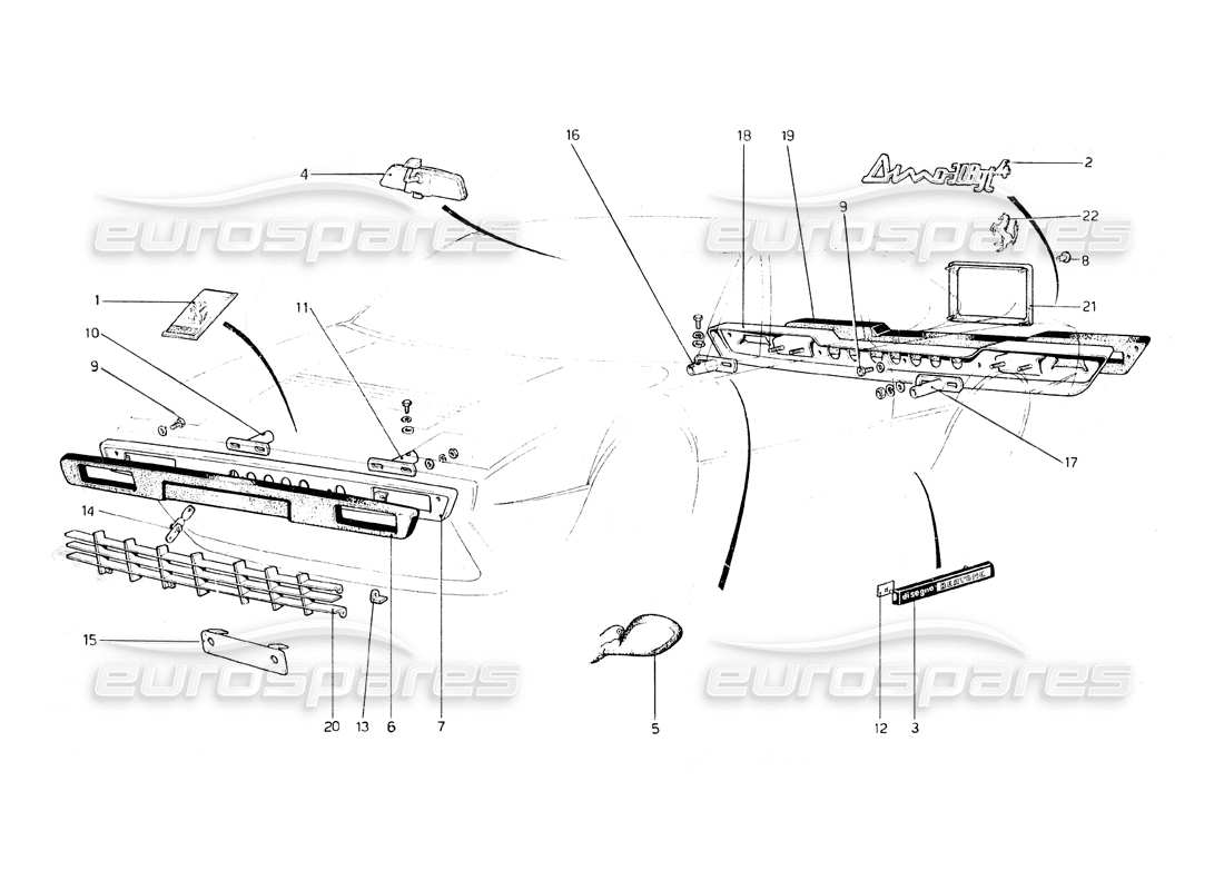 a part diagram from the Ferrari 308 GT4 Dino (1979) parts catalogue