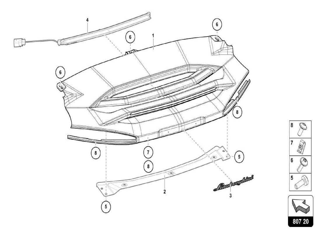 VIEW PARTS DIAGRAMS FROM THE LAMBORGHINI CENTENARIO SPIDER PARTS CATALOGUE a part diagram from the lamborghini centenario spider parts catalogue
