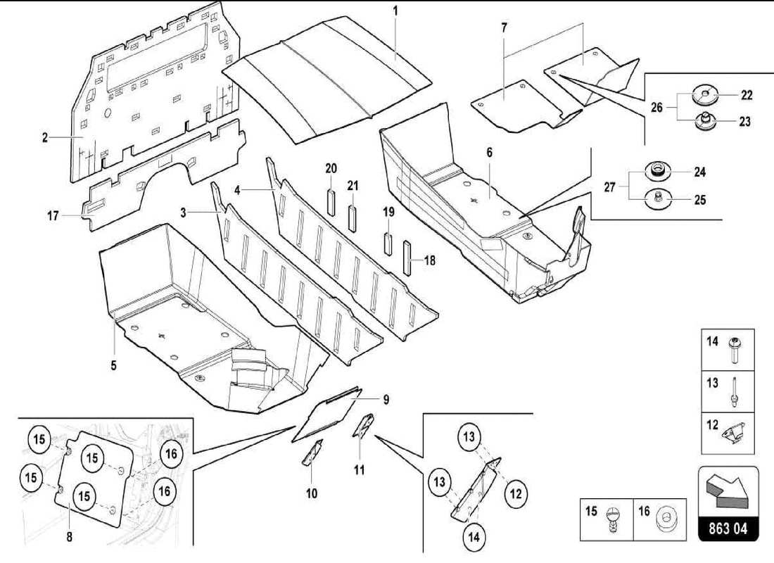 a part diagram from the lamborghini centenario spider parts catalogue