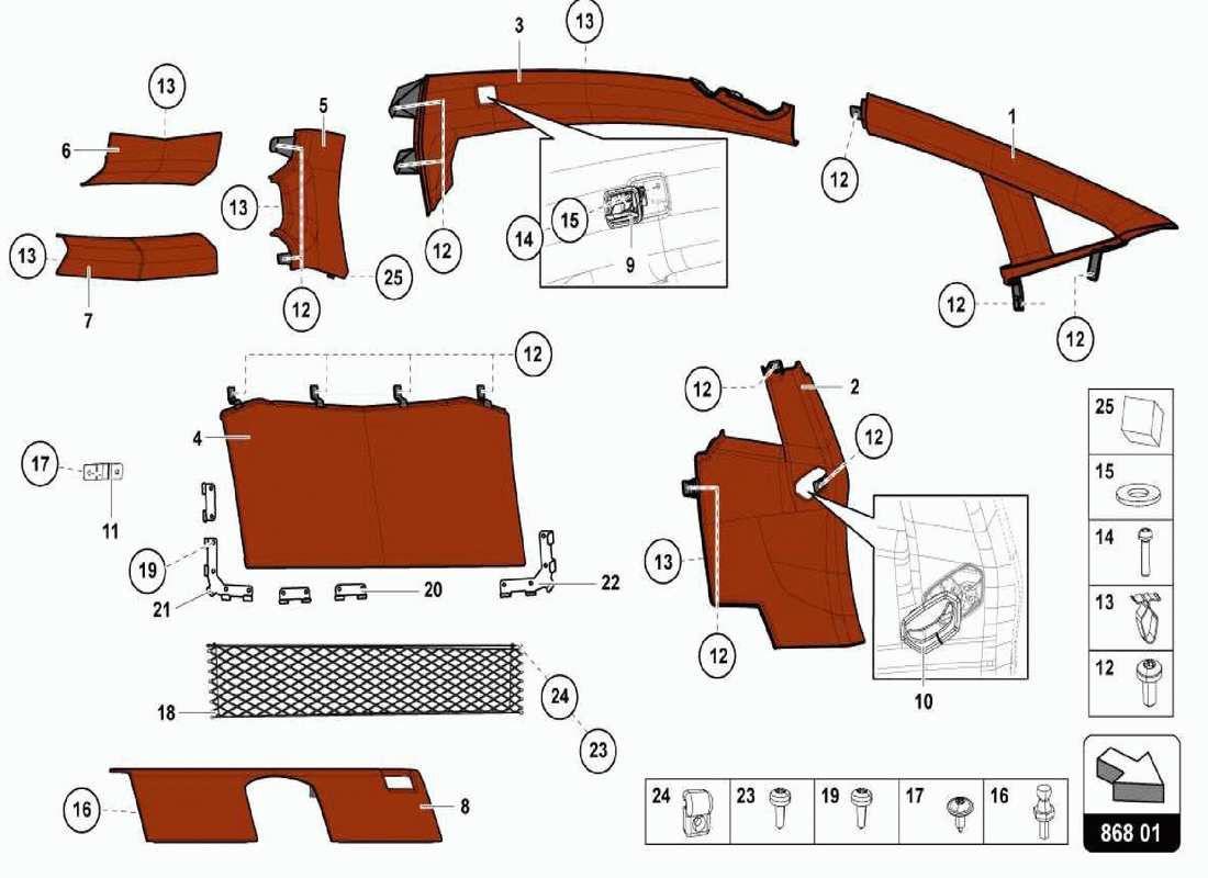 a part diagram from the lamborghini centenario parts catalogue