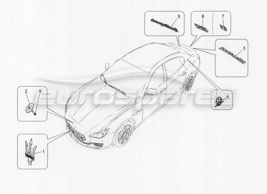 a part diagram from the maserati quattroporte m156 (2014 onwards) parts catalogue