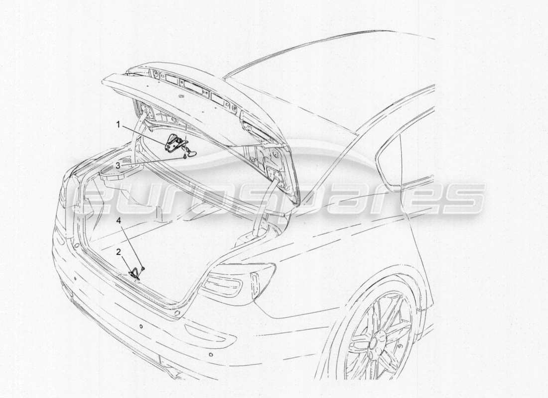 a part diagram from the maserati quattroporte m156 (2014 onwards) parts catalogue