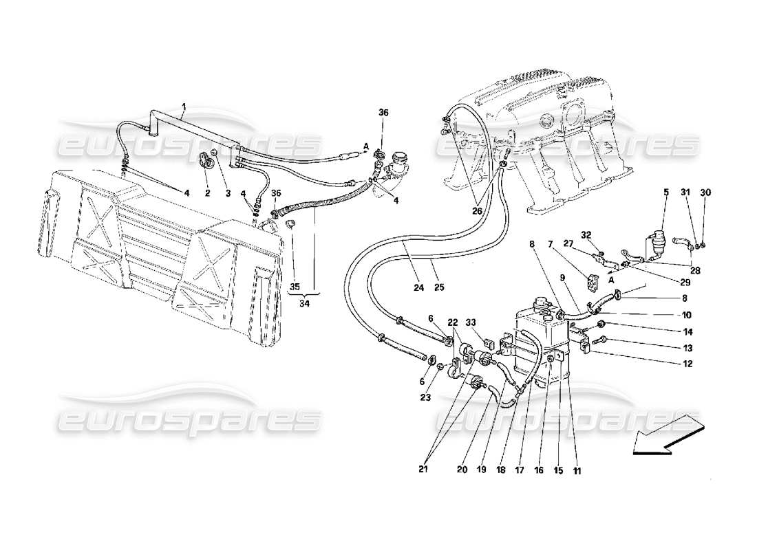 a part diagram from the ferrari 348 (2.7 motronic) parts catalogue