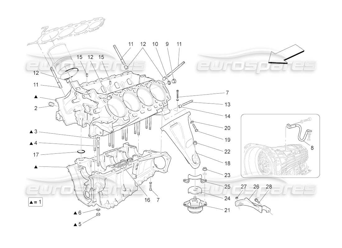 a part diagram from the maserati grancabrio parts catalogue