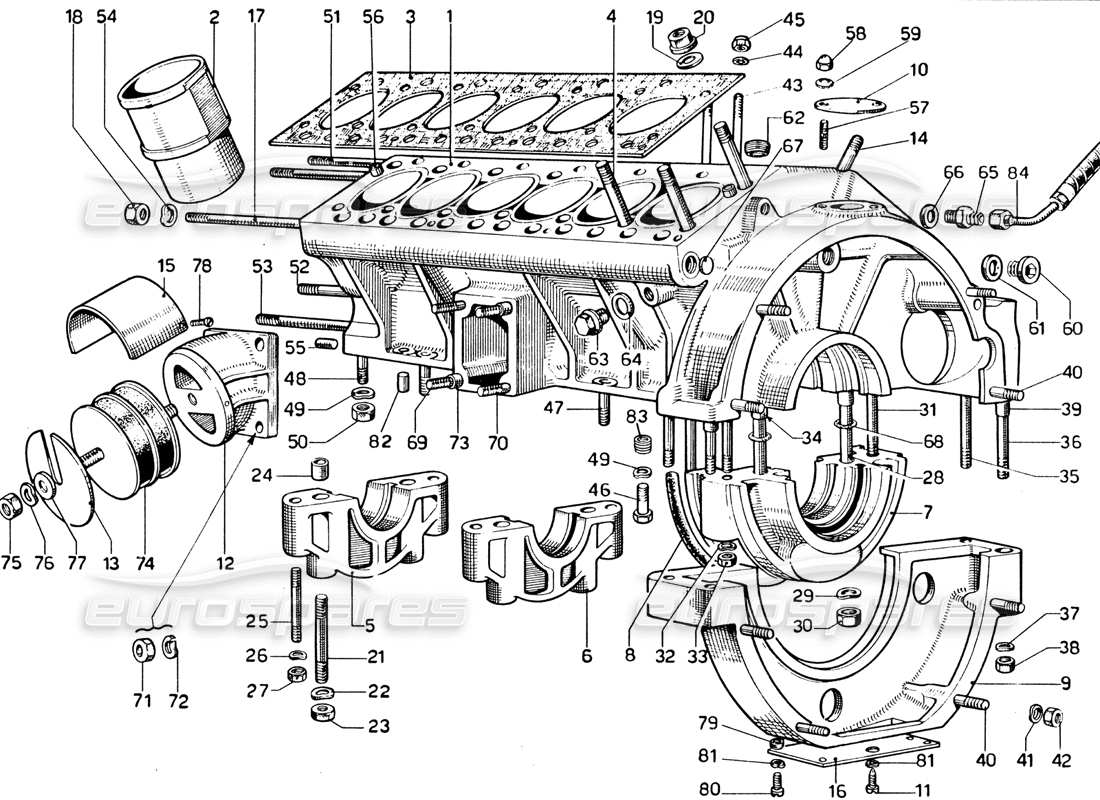 a part diagram from the ferrari 365 gtb4 daytona (1969) parts catalogue