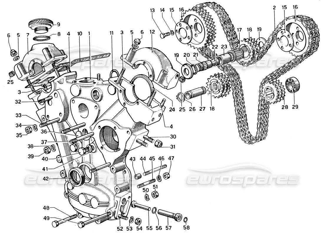a part diagram from the ferrari 330 and 365 parts catalogue