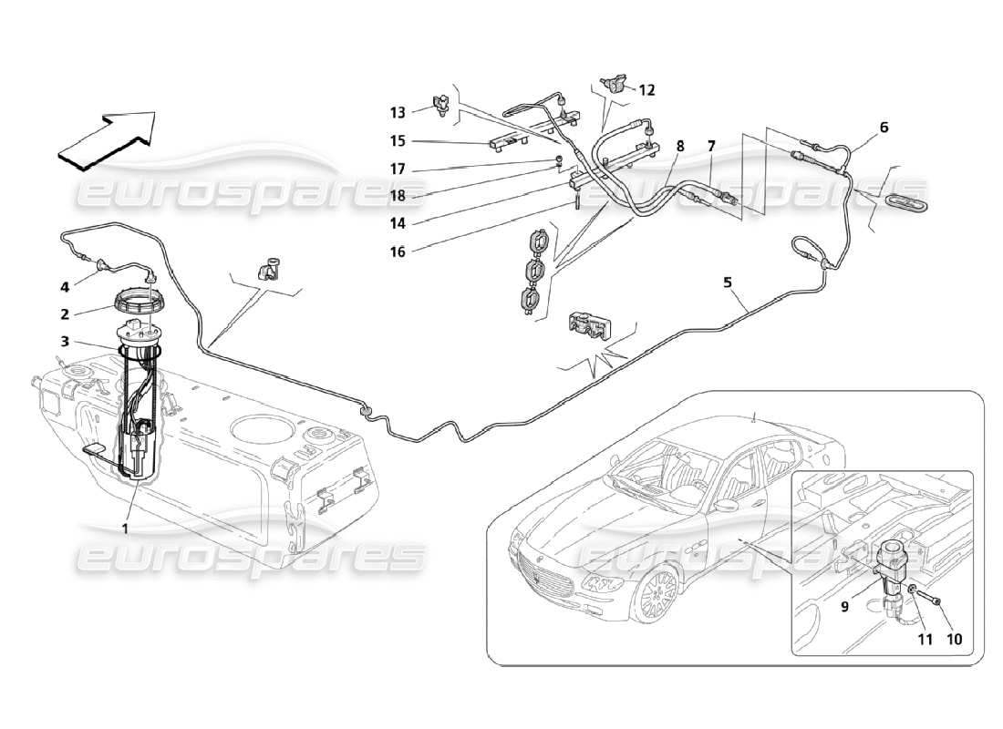 a part diagram from the maserati qtp. (2006) 4.2 parts catalogue
