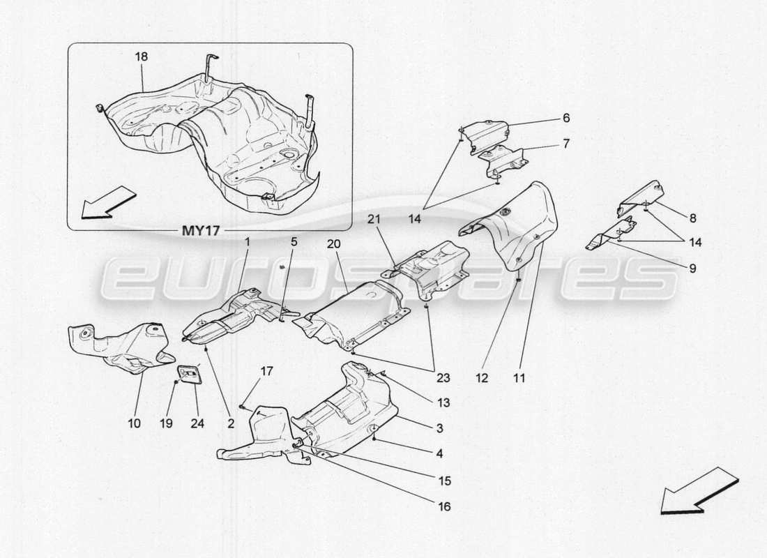 a part diagram from the maserati quattroporte m156 (2014 onwards) parts catalogue