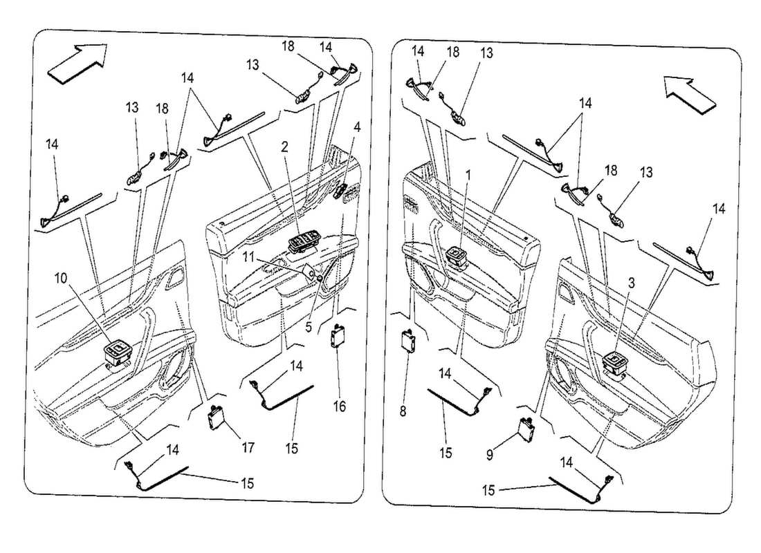a part diagram from the maserati quattroporte m156 (2014 onwards) parts catalogue