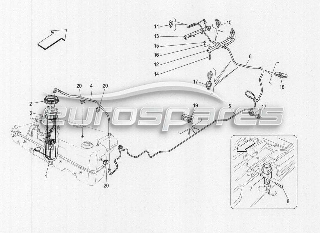 a part diagram from the maserati grancabrio parts catalogue