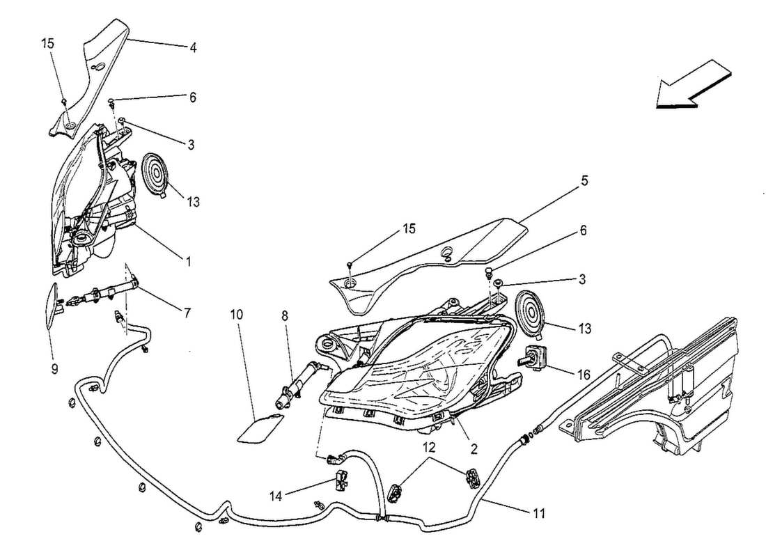 a part diagram from the maserati quattroporte m156 (2014 onwards) parts catalogue