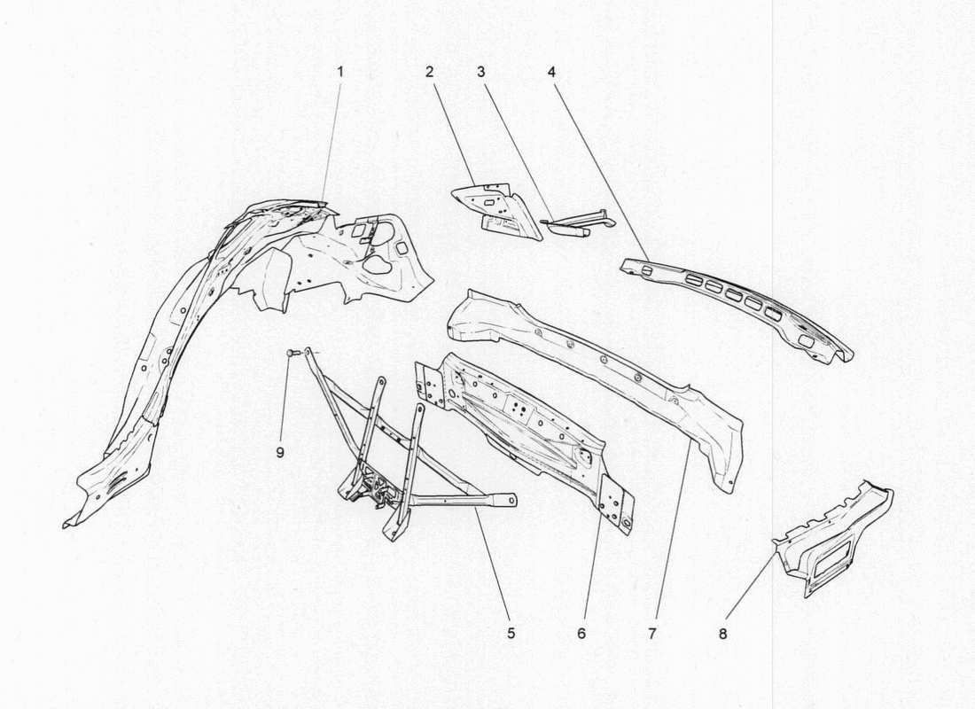 a part diagram from the maserati quattroporte m156 (2014 onwards) parts catalogue