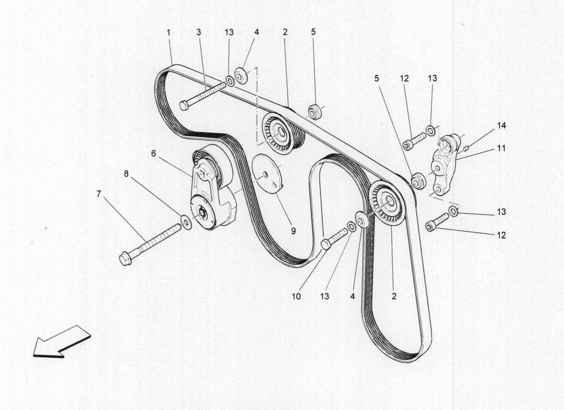 a part diagram from the maserati quattroporte m156 (2014 onwards) parts catalogue