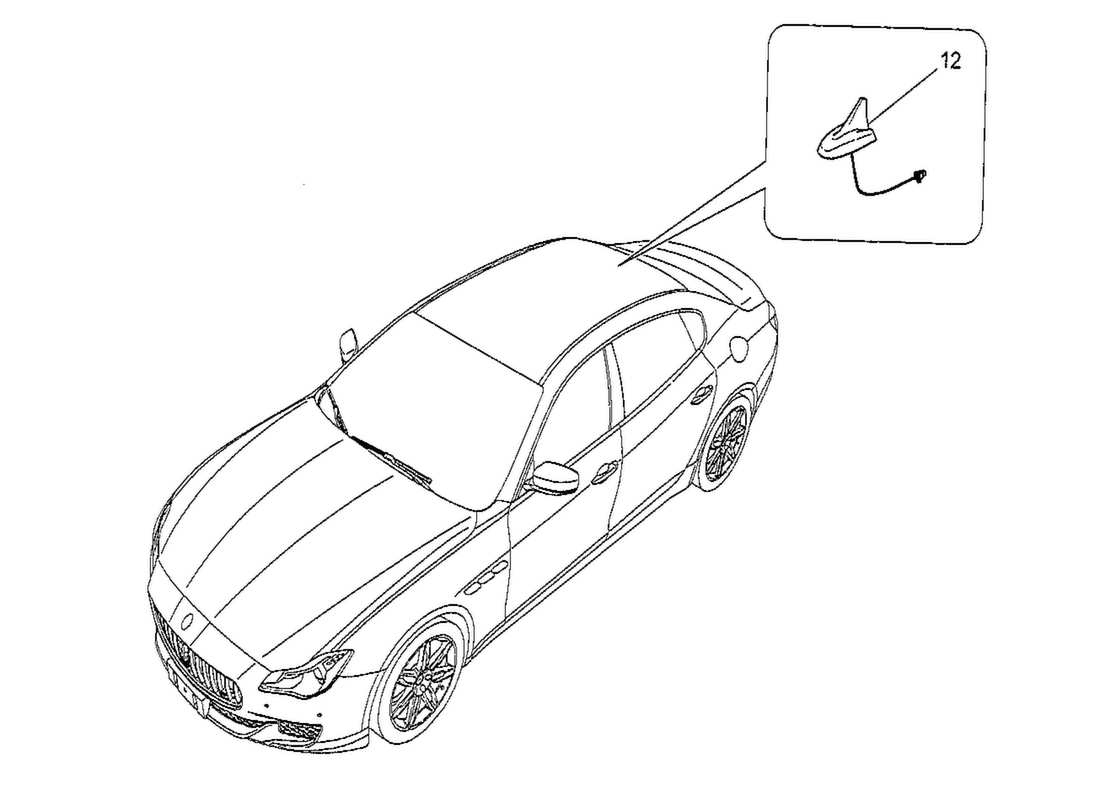 a part diagram from the maserati quattroporte m156 (2014 onwards) parts catalogue