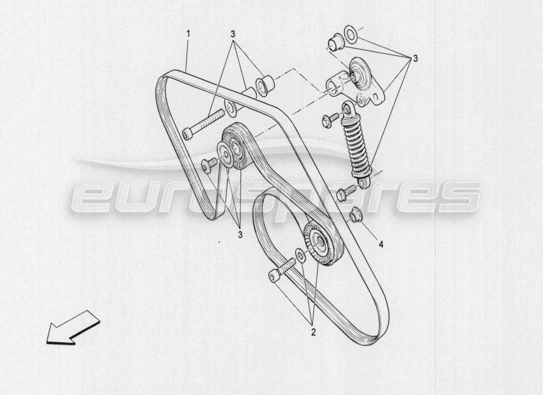 a part diagram from the maserati quattroporte m156 (2014 onwards) parts catalogue