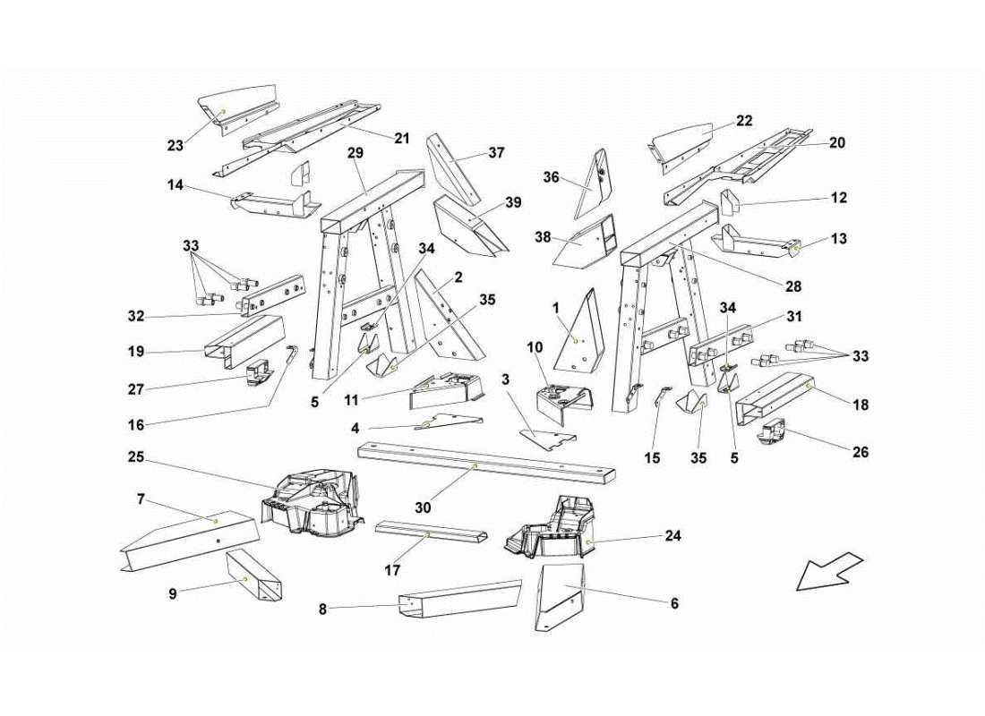 a part diagram from the lamborghini gallardo sts ii sc parts catalogue