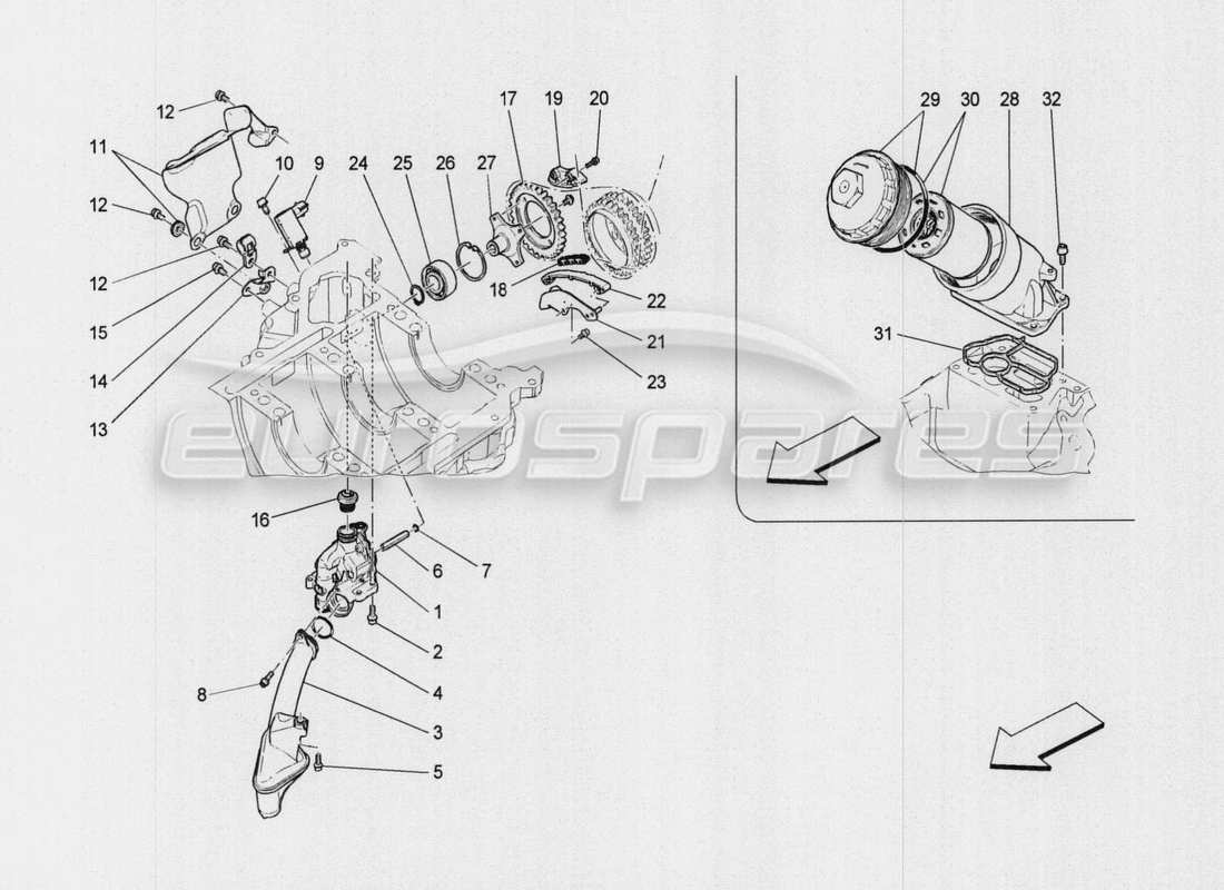 a part diagram from the maserati quattroporte m156 (2014 onwards) parts catalogue