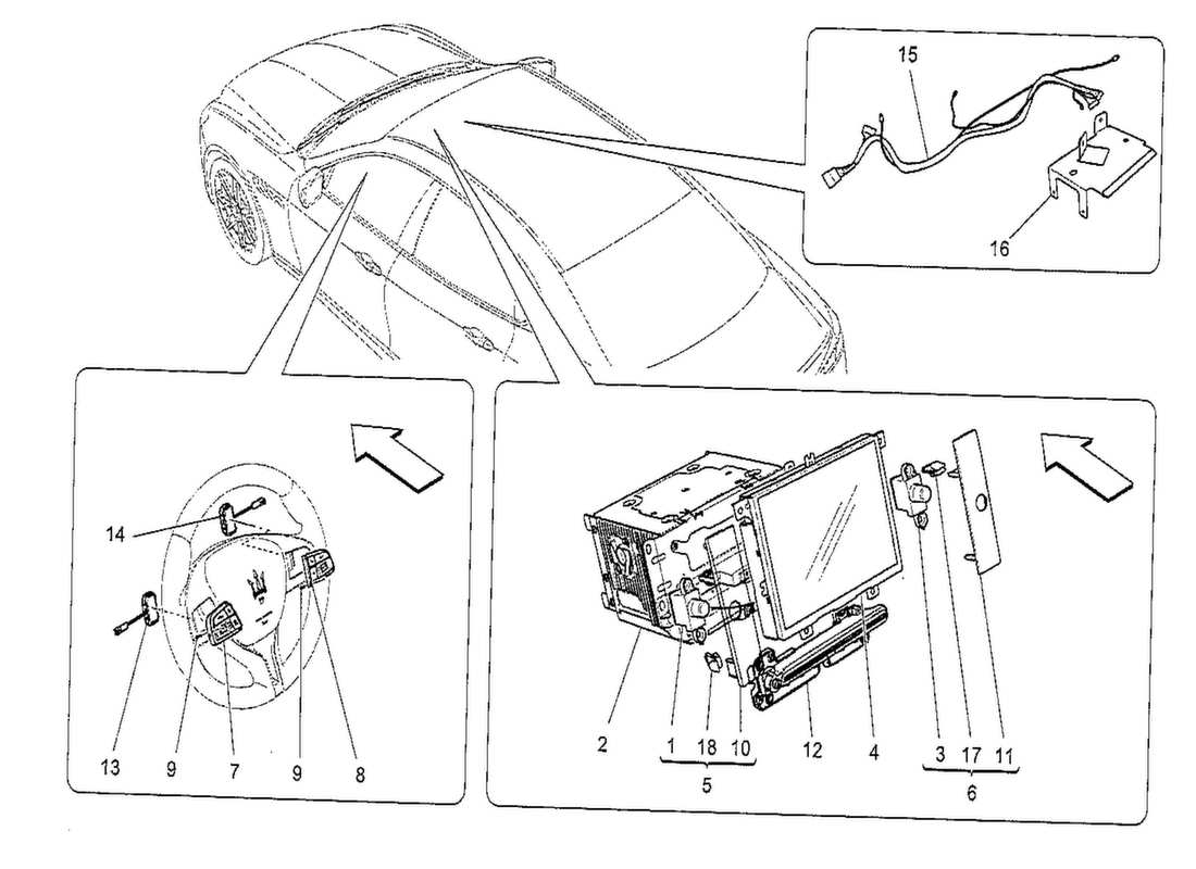 a part diagram from the maserati quattroporte m156 (2014 onwards) parts catalogue