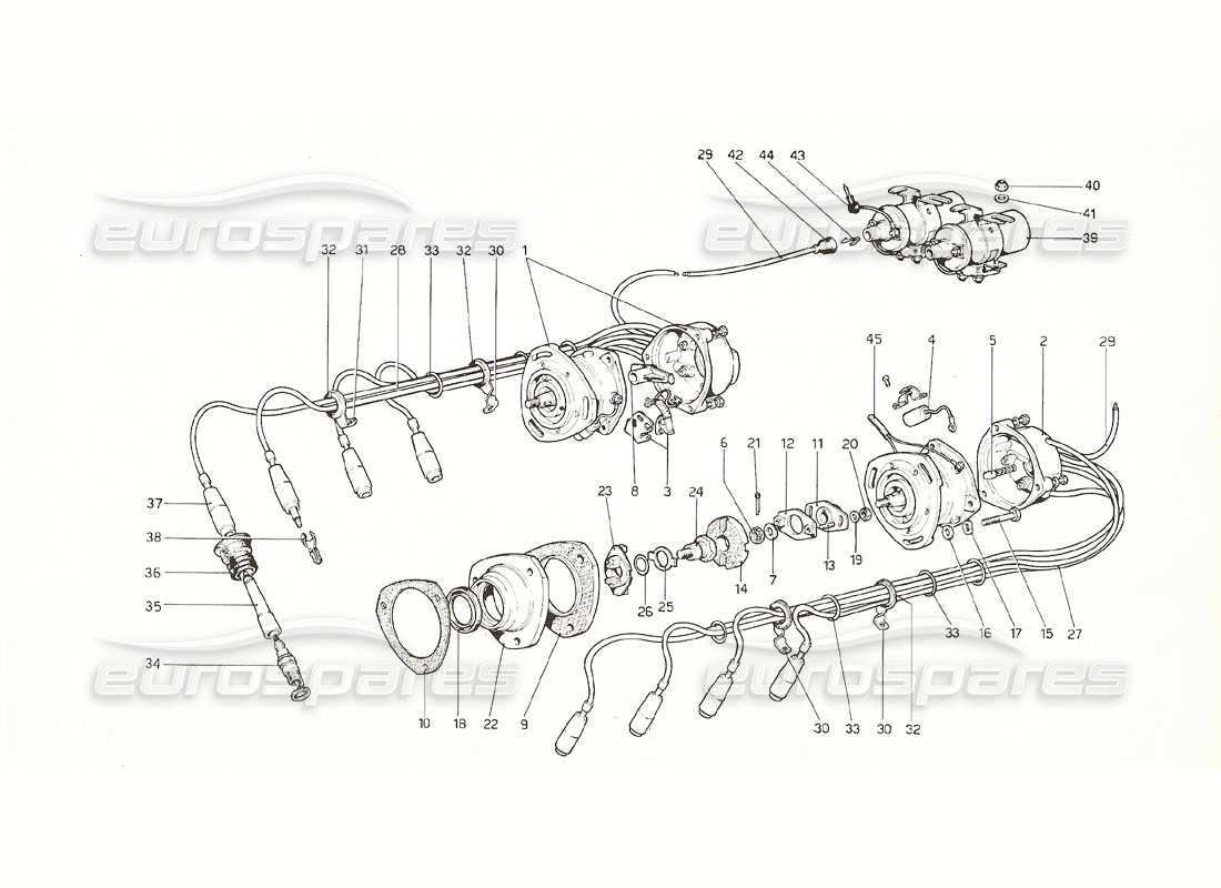 a part diagram from the ferrari 308 gt4 dino (1976) parts catalogue