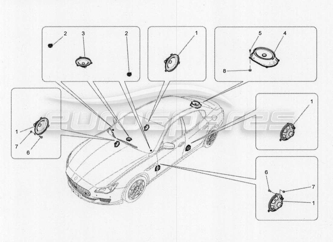 a part diagram from the maserati quattroporte m156 (2014 onwards) parts catalogue
