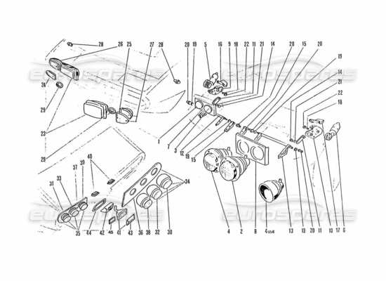 a part diagram from the ferrari 365 gtc4 (coachwork) parts catalogue