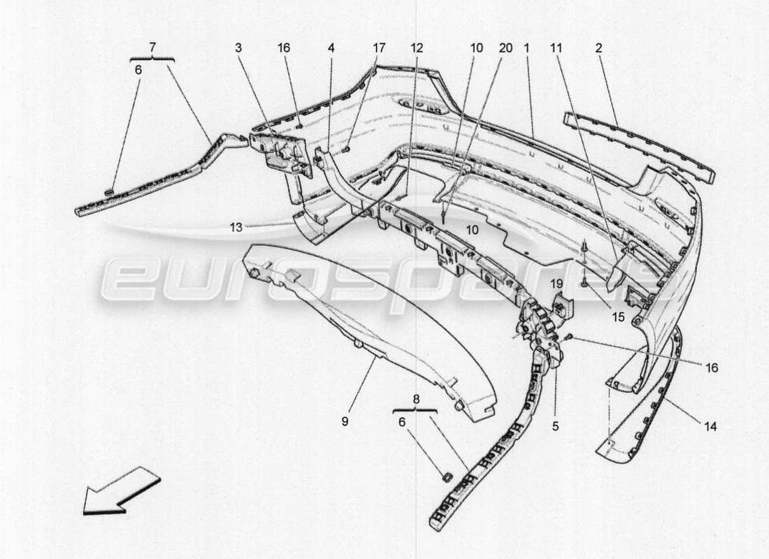 a part diagram from the maserati qtp. v8 3.8 530bhp 2014 auto parts catalogue